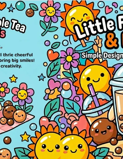 Little Fat Bubble Tea & Friends: A Bold & Easy Boba Coloring Book for Kids and Adults – Cute Kawaii Milk Tea Characters with Thick Lines for Relaxation and Stress Relief