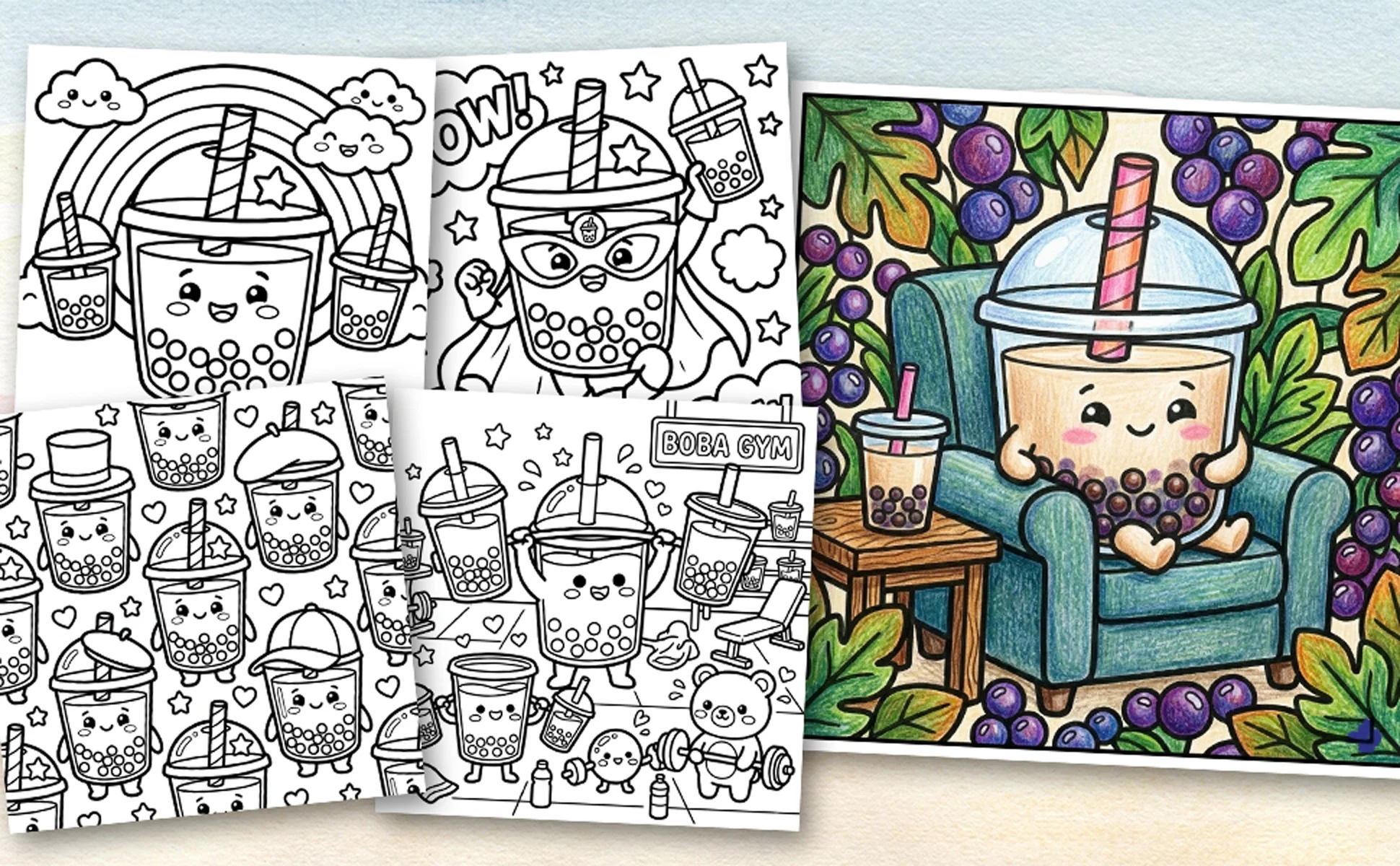 Little Fat Bubble Tea & Friends: A Bold & Easy Boba Coloring Book for Kids and Adults – Cute Kawaii Milk Tea Characters with Thick Lines for Relaxation and Stress Relief