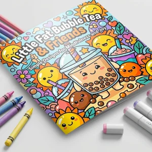 Little Fat Bubble Tea & Friends: A Bold & Easy Boba Coloring Book for Kids and Adults – Cute Kawaii Milk Tea Characters with Thick Lines for Relaxation and Stress Relief