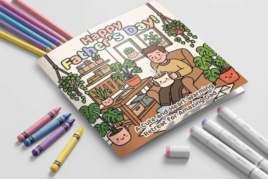 HAPPY FATHER'S DAY: A Cute And Heartwarming Retreat For amazing Dad: Bold & Easy Coloring Book