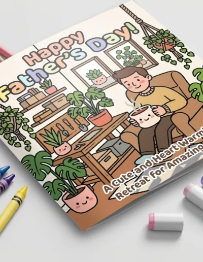 HAPPY FATHER'S DAY: A Cute And Heartwarming Retreat For amazing Dad: Bold & Easy Coloring Book