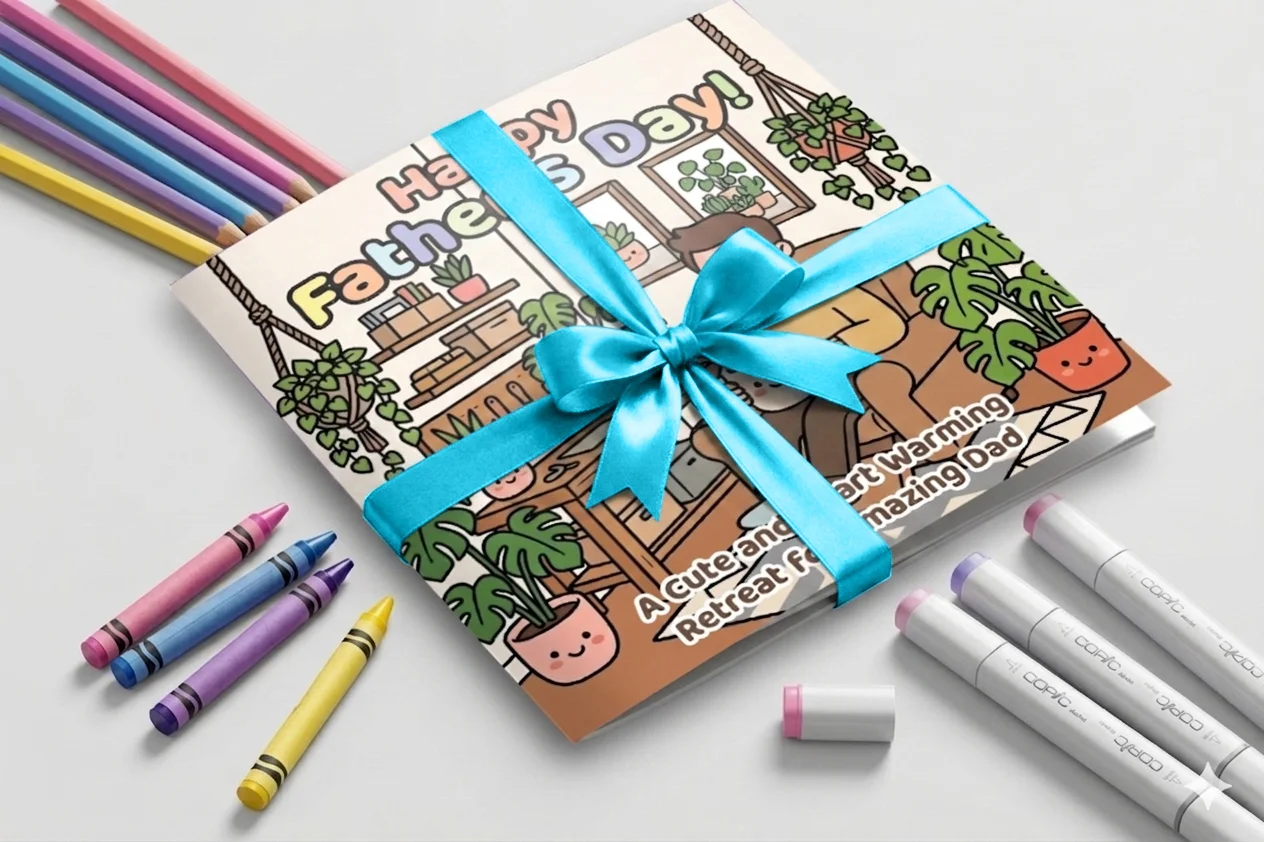 HAPPY FATHER'S DAY: A Cute And Heartwarming Retreat For amazing Dad: Bold & Easy Coloring Book